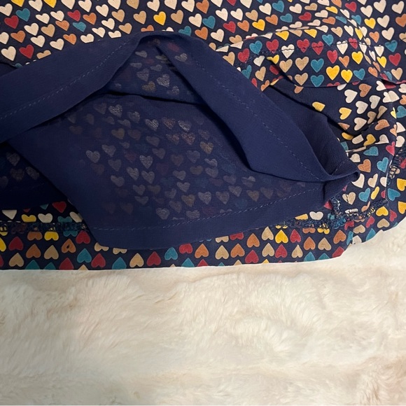 Boutique Bel Air M 100% Silk Blue Multicolor Heart Casual Dressy Maximalist Top - Picture 7 of 9